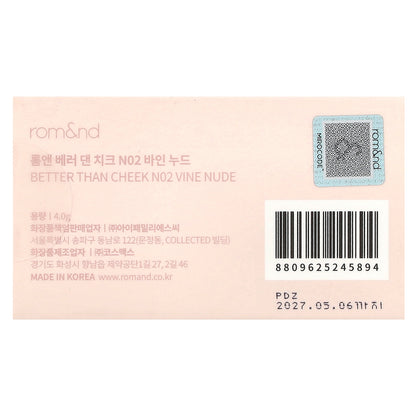 rom&nd, Better Than Cheek, N02 Vine Nude, 4 g