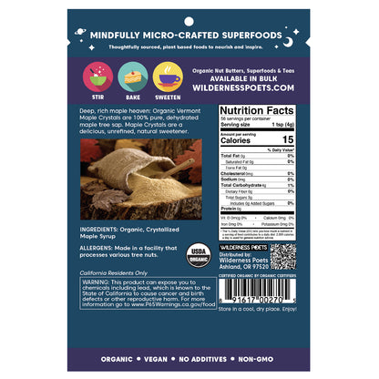 Wilderness Poets, Organic Vermont Maple Crystals, 8 oz (226 g)