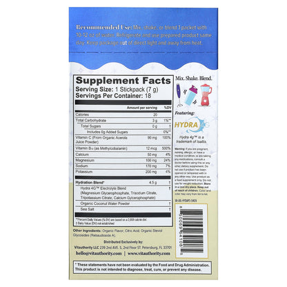 Vitauthority, Active, Hydration+, Pineapple Splash, 18 Sticks, 0.24 oz (7 g) Each