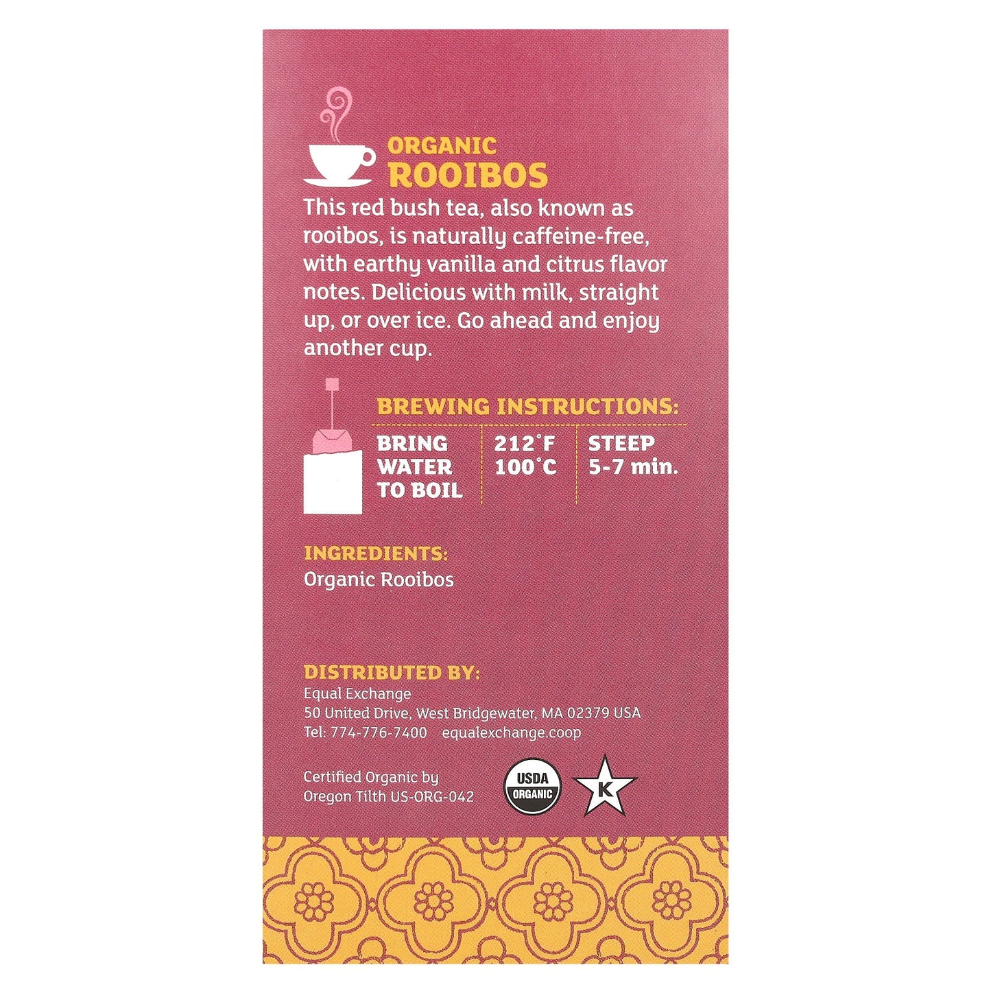 Equal Exchange, Herbal Tea, Organic Rooibos, Caffeine Free, 20 Tea Bags, 1.41 oz (40 g)