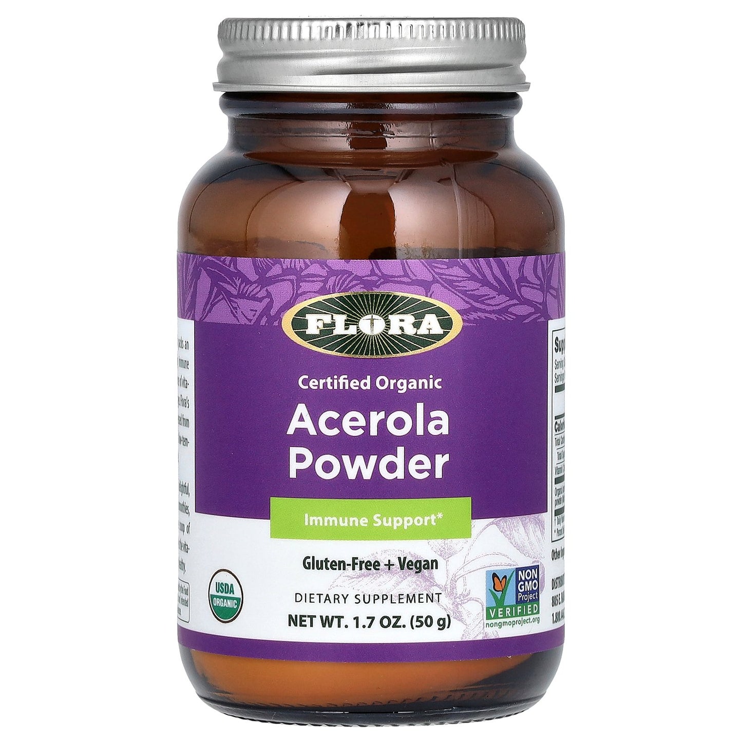 Flora, Certified Organic Acerola Powder, 1.7 oz (50 g)