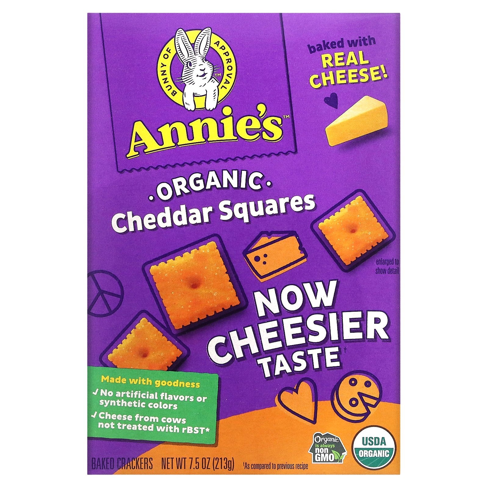 Annie's Homegrown, Organic Cheddar Squares, 7.5 oz (213 g)
