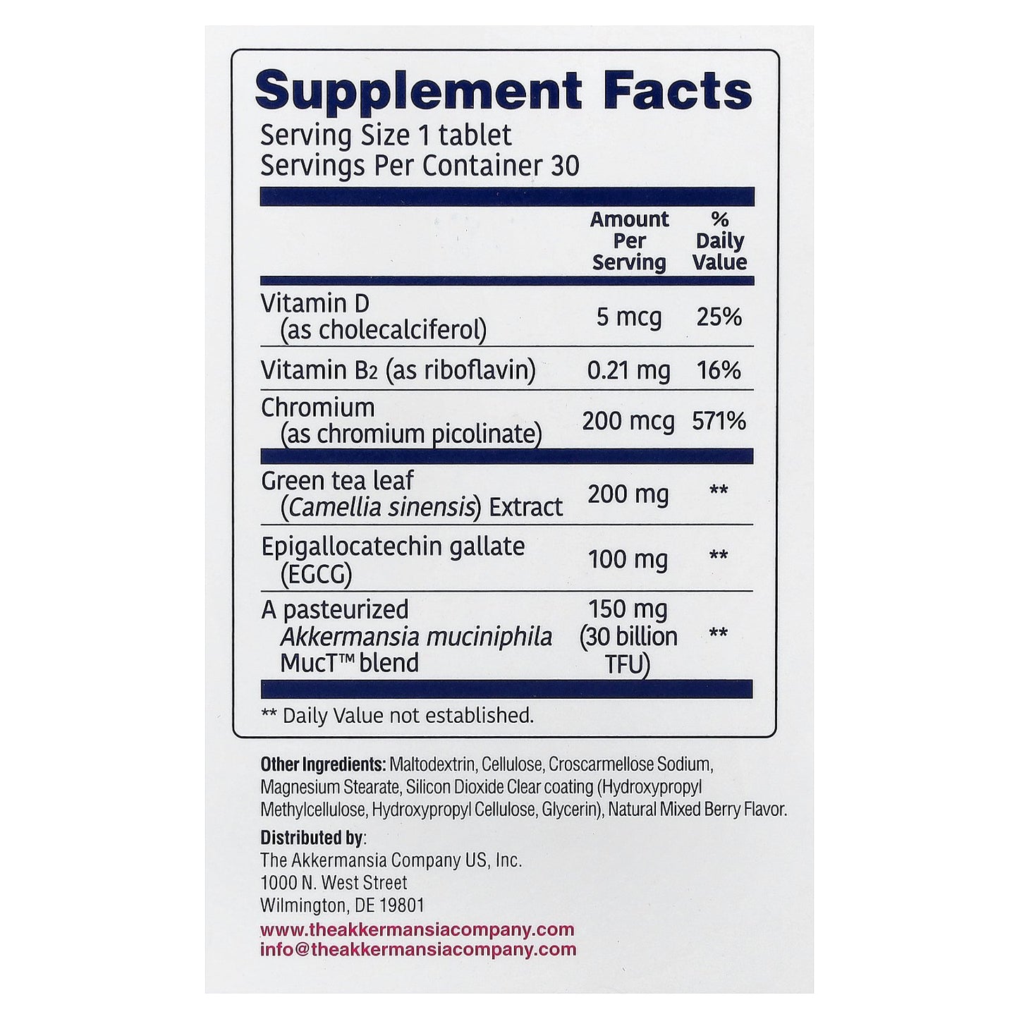 The Akkermansia Company, Healthy Weight with Glucose Control, 30 Tablets