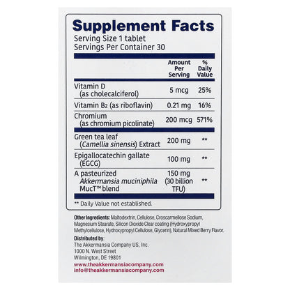 The Akkermansia Company, Healthy Weight with Glucose Control, 30 Tablets