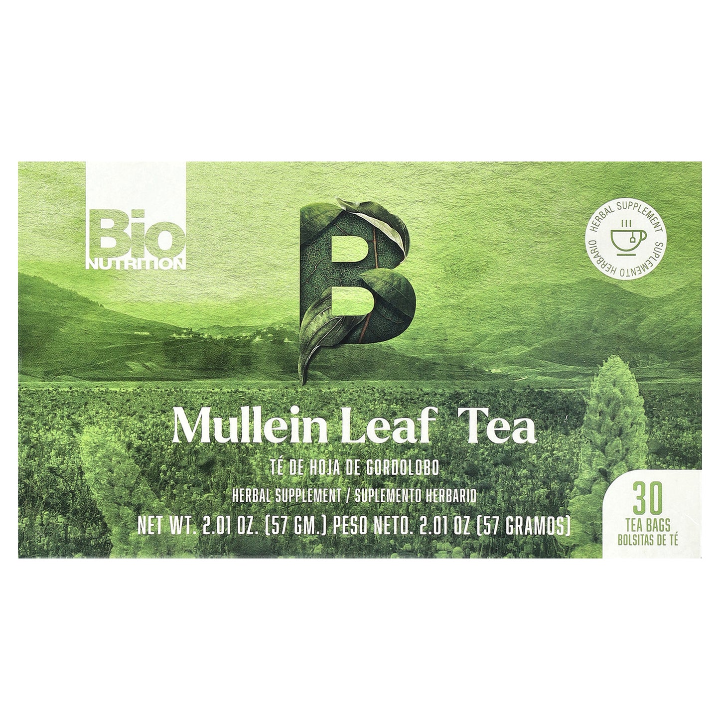 Bio Nutrition, Mullein Leaf Tea, Caffeine Free, 30 Tea Bags, 2.01 oz (57 g)