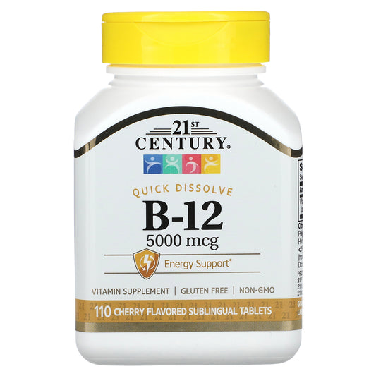 21st Century, B-12, Cherry, 5,000 mcg, 110 Sublingual Tablets