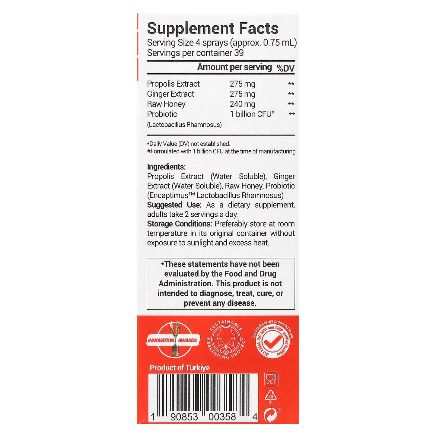 Bee & You, Propolis Immune Throat Spray, 1 fl oz (30 ml)