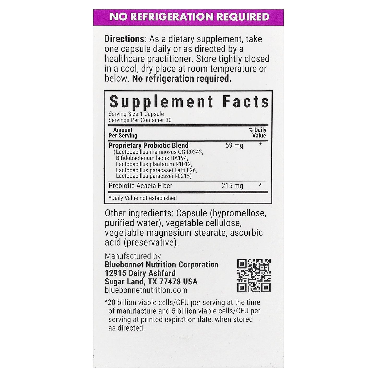 Bluebonnet Nutrition, Prebiotic Probiotic, 30 Vegetable Capsules