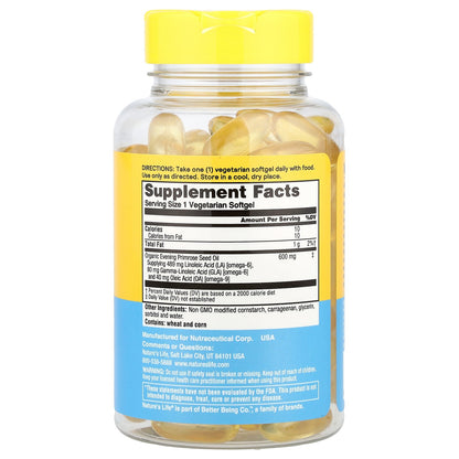 Nature's Life, Evening Primrose Oil, 600 mg , 90 Softgels