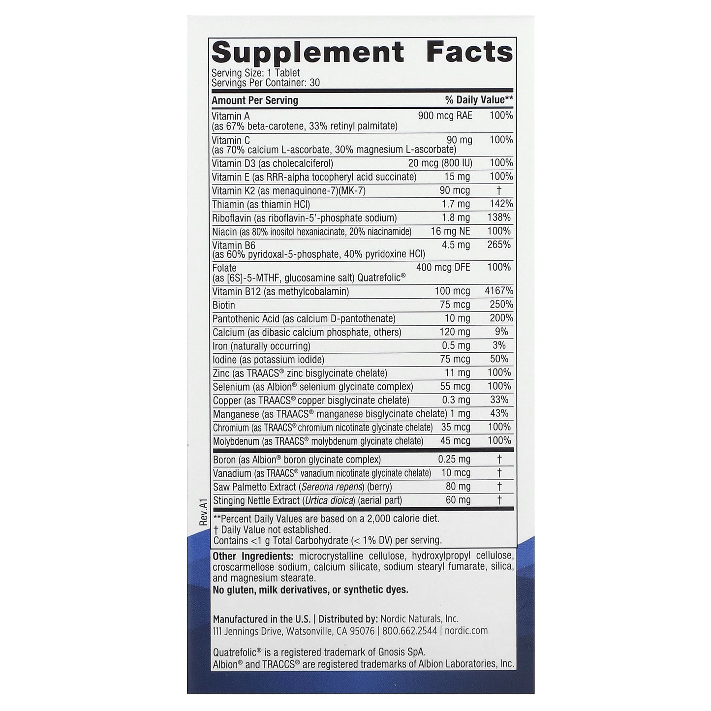 Nordic Naturals, Men's Multivitamin, One Daily, 30 Tablets