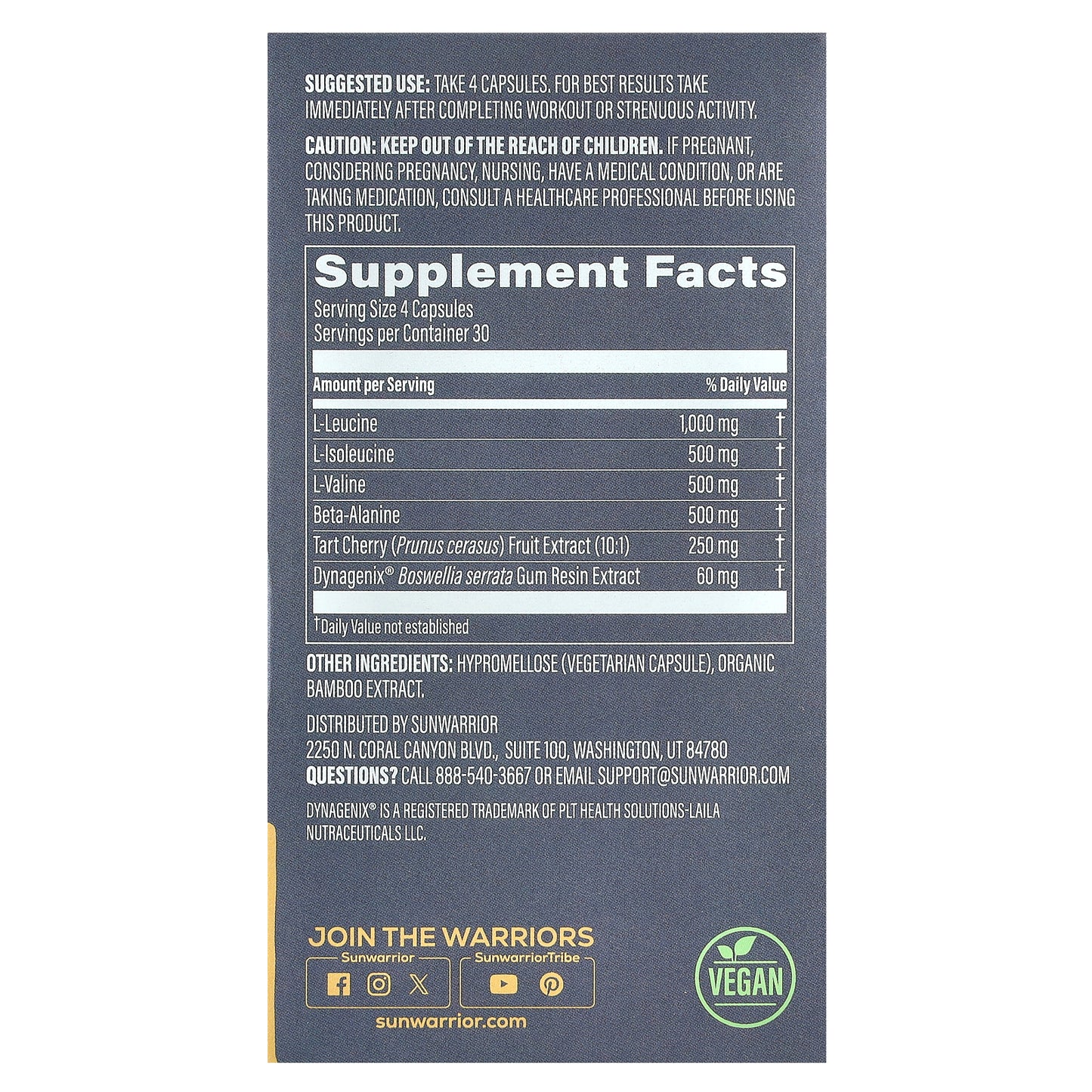 Sunwarrior, Post-Workout, Power & Recovery, 120 Vegan Capsules