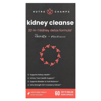 NutraChamps, Kidney Cleanse, 60 Easy-To-Swallow Vegan Capsules