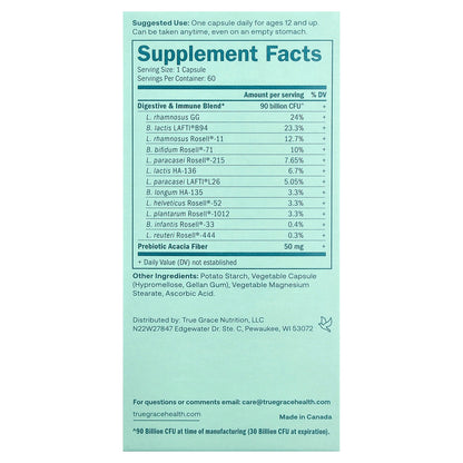 True Grace, One Daily Probiotic, 60 Vegetarian Capsules