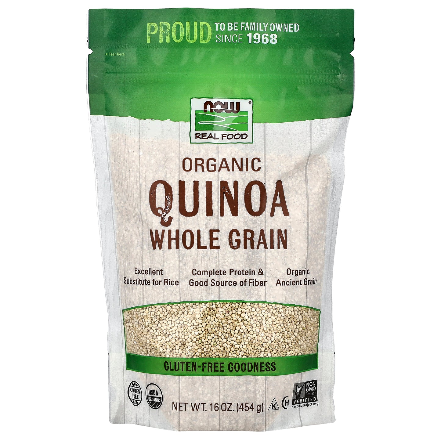 NOW Foods, Organic Quinoa, Whole Grain, 16 oz (454 g)