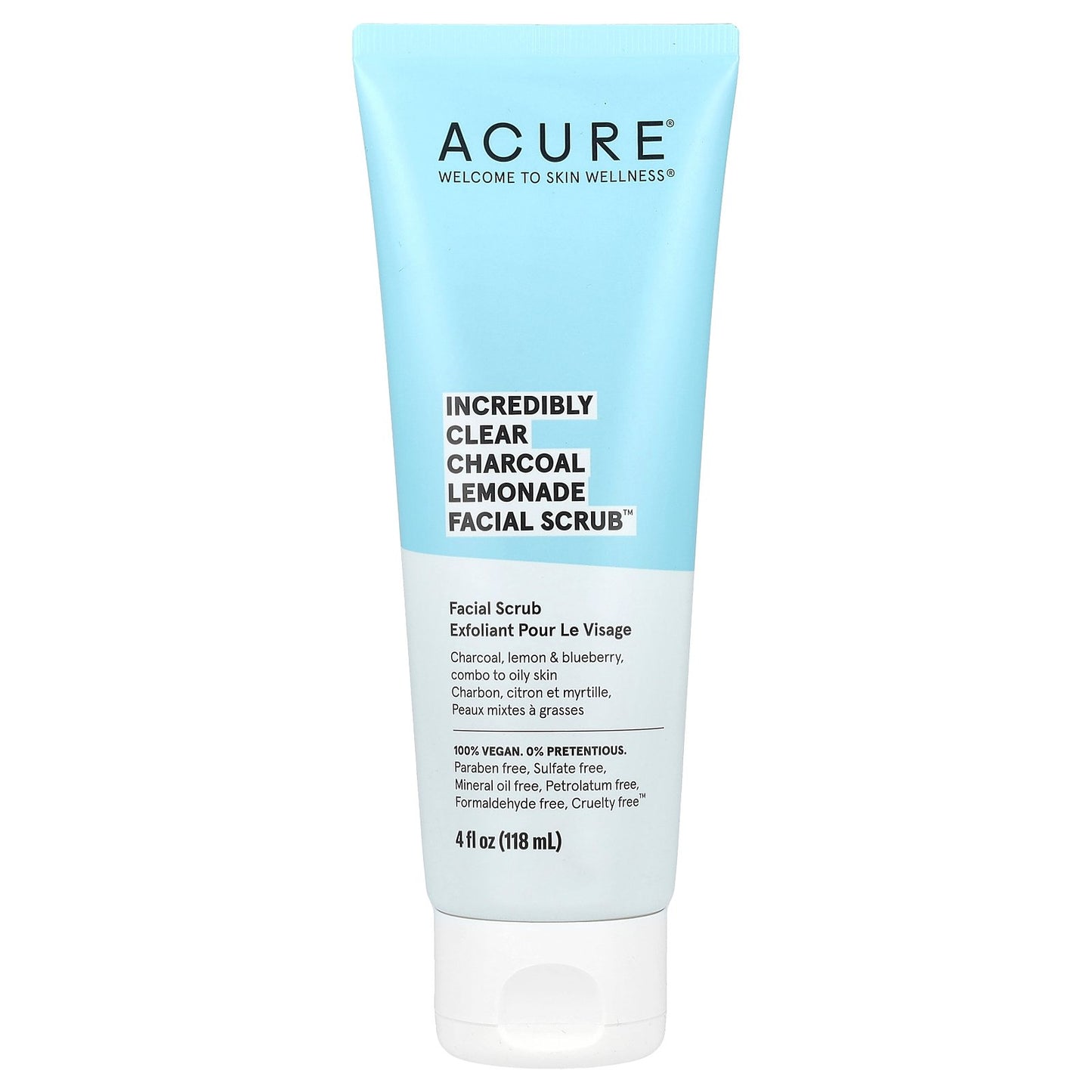 ACURE, Incredibly Clear, Charcoal Lemonade Facial Scrub, 4 fl oz (118 ml)