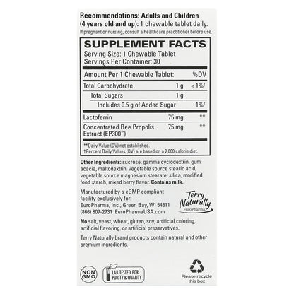 Terry Naturally, Lactoferrin With Propolis Extract, Mixed Berry, 30 Chewable Tablets