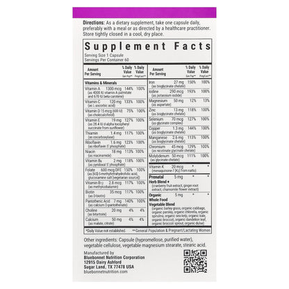 Bluebonnet Nutrition, Ladies' One®, Prenatal, 60 Vegetable Capsules