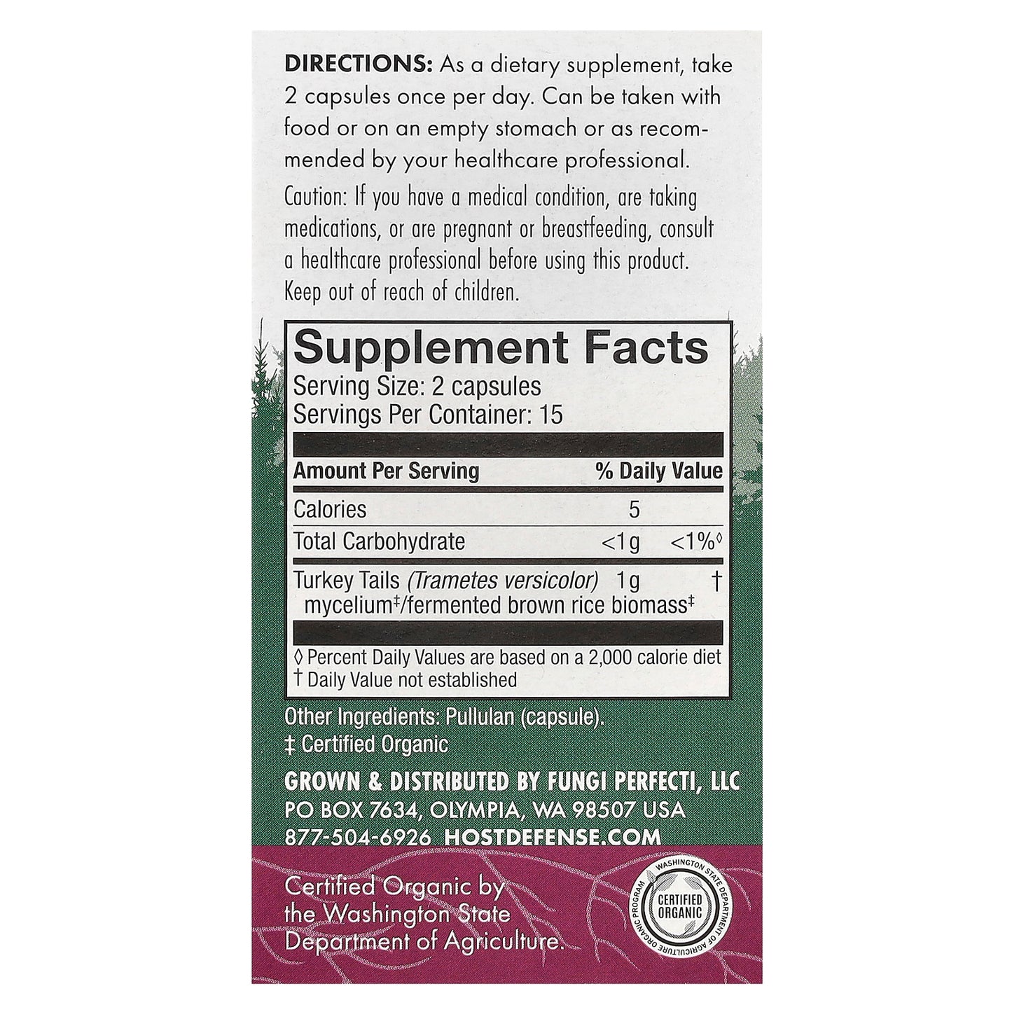 Host Defense, Mushrooms, Turkey Tail, 30 Capsules (0.5 g per Capsule)