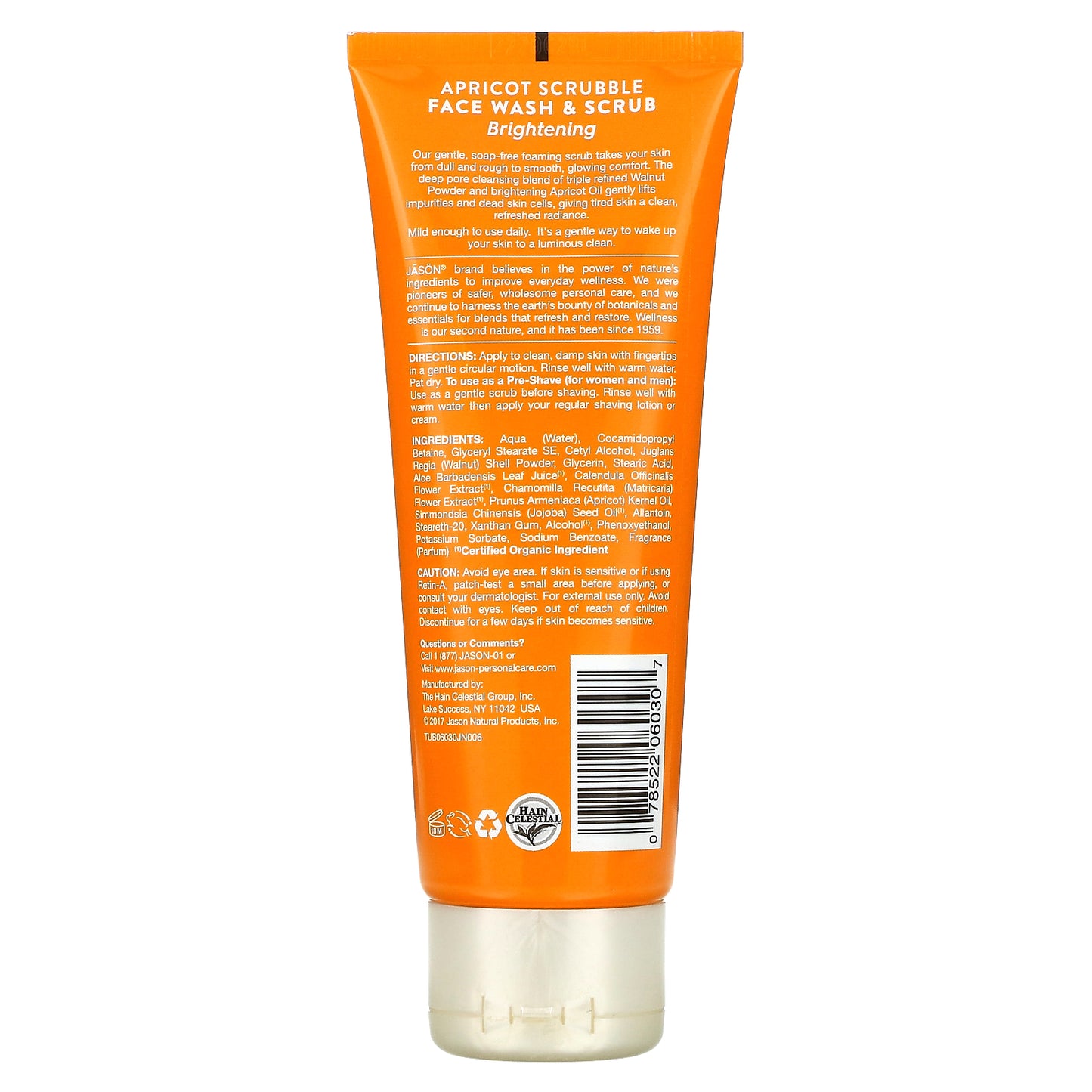 Jason Natural, Brightening Apricot Scrubble, Facial Wash & Scrub, 4 oz (113 g)