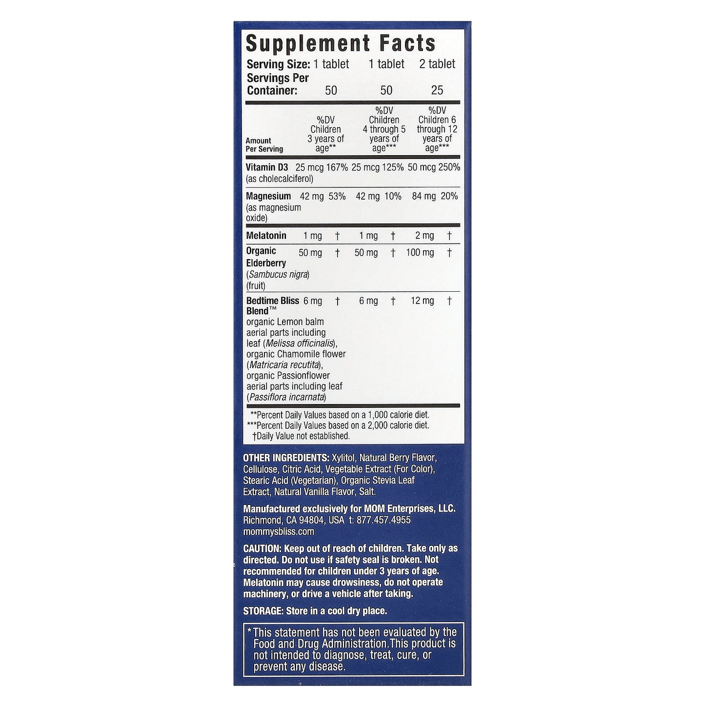 Mommy's Bliss, Kids Sleep Chewable,  Melatonin + Immune Support, Age 3 Years+, Mixed Berry, 50 Chewable Tablets