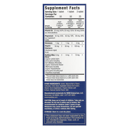 Mommy's Bliss, Kids Sleep Chewable,  Melatonin + Immune Support, Age 3 Years+, Mixed Berry, 50 Chewable Tablets