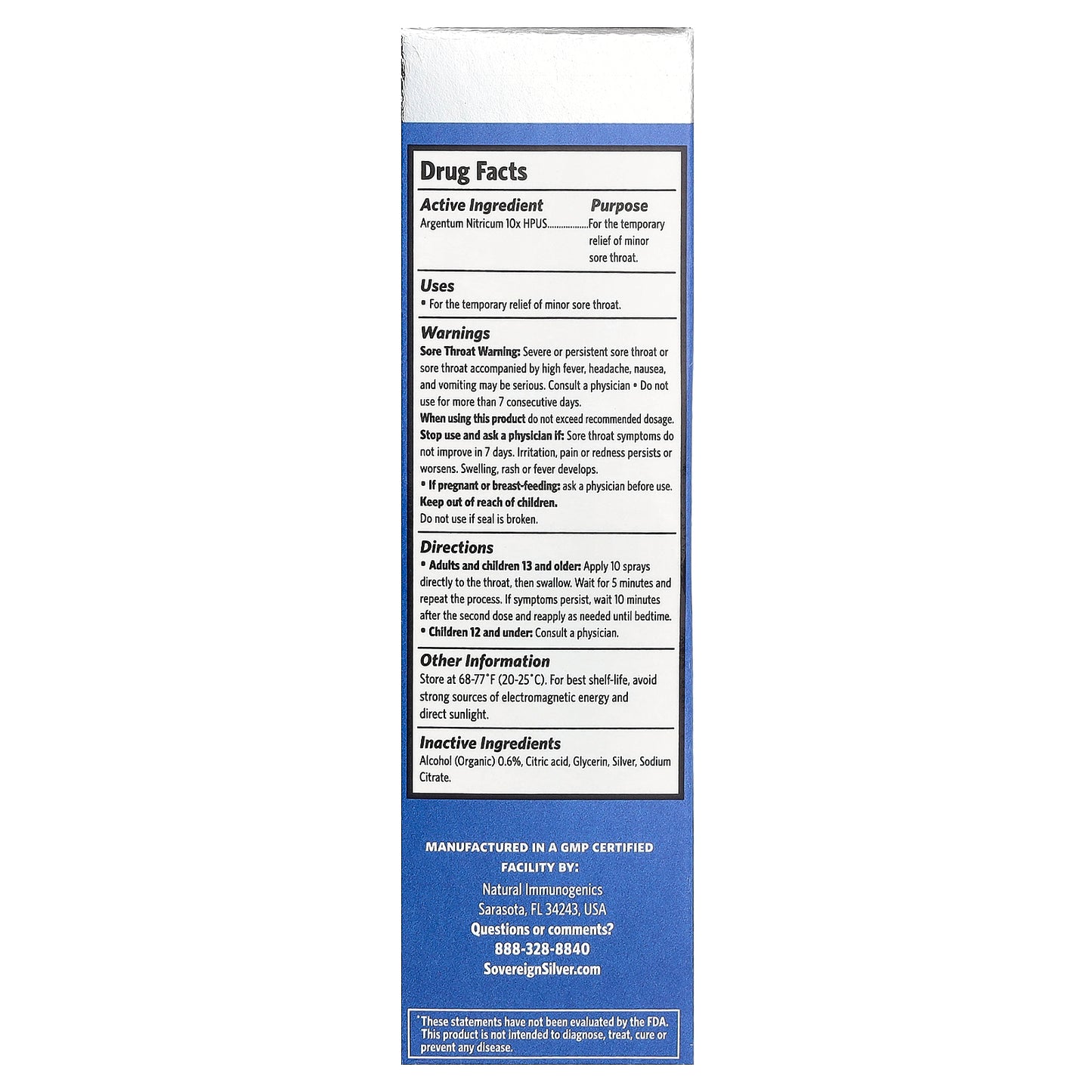Sovereign Silver, Multi-Symptom Sore Throat Spray, 1 fl oz (29 ml)