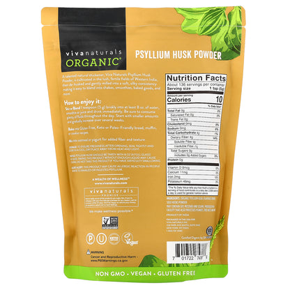 Viva Naturals, Organic® Psyllium Husk Powder, 24 oz (680 g)