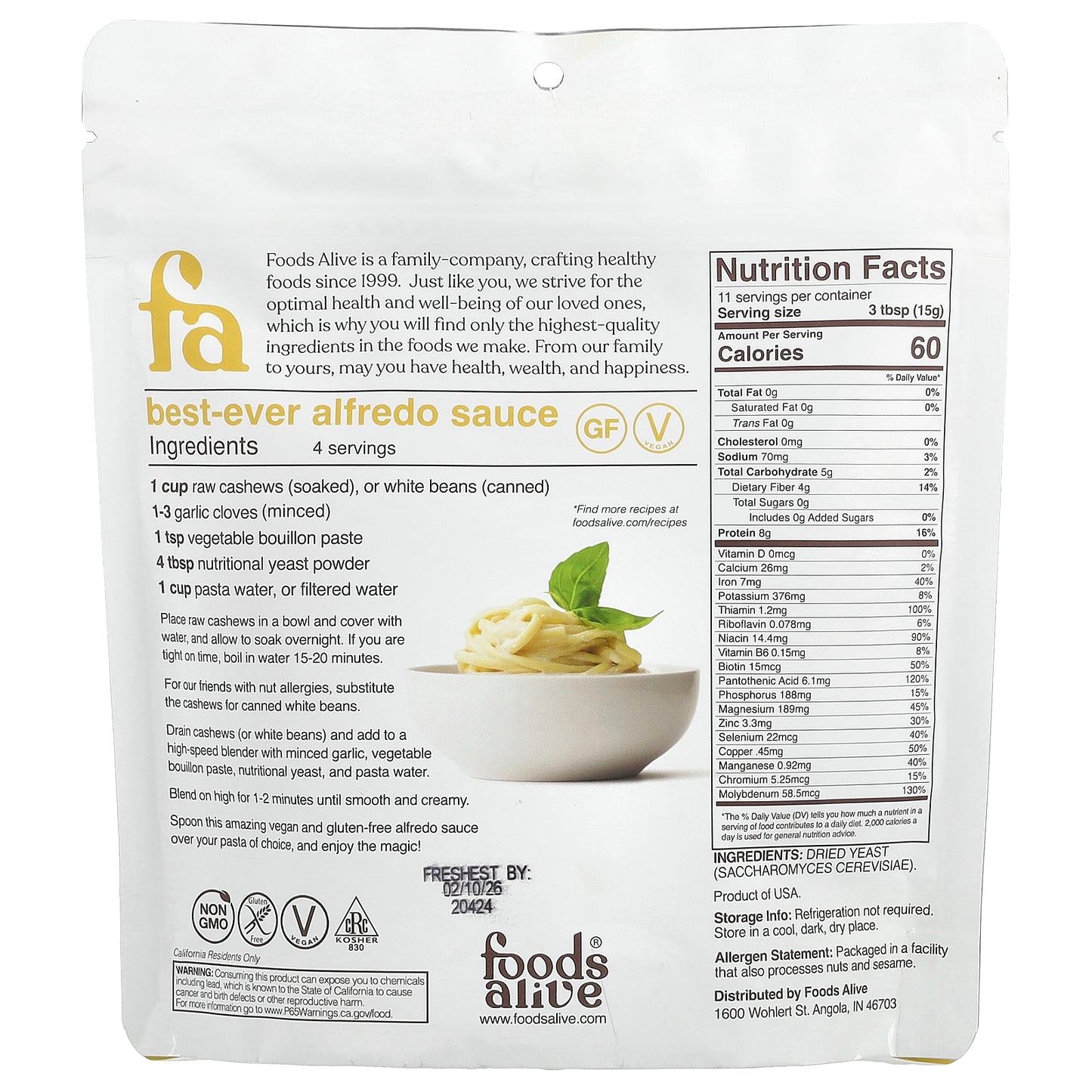 Foods Alive, Nutritional Yeast Flakes, 6 oz (170 g)