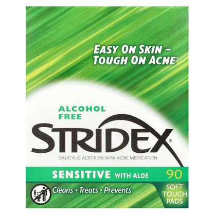 Stridex, Sensitive with Aloe, Alcohol Free, 90 Soft Touch Pads