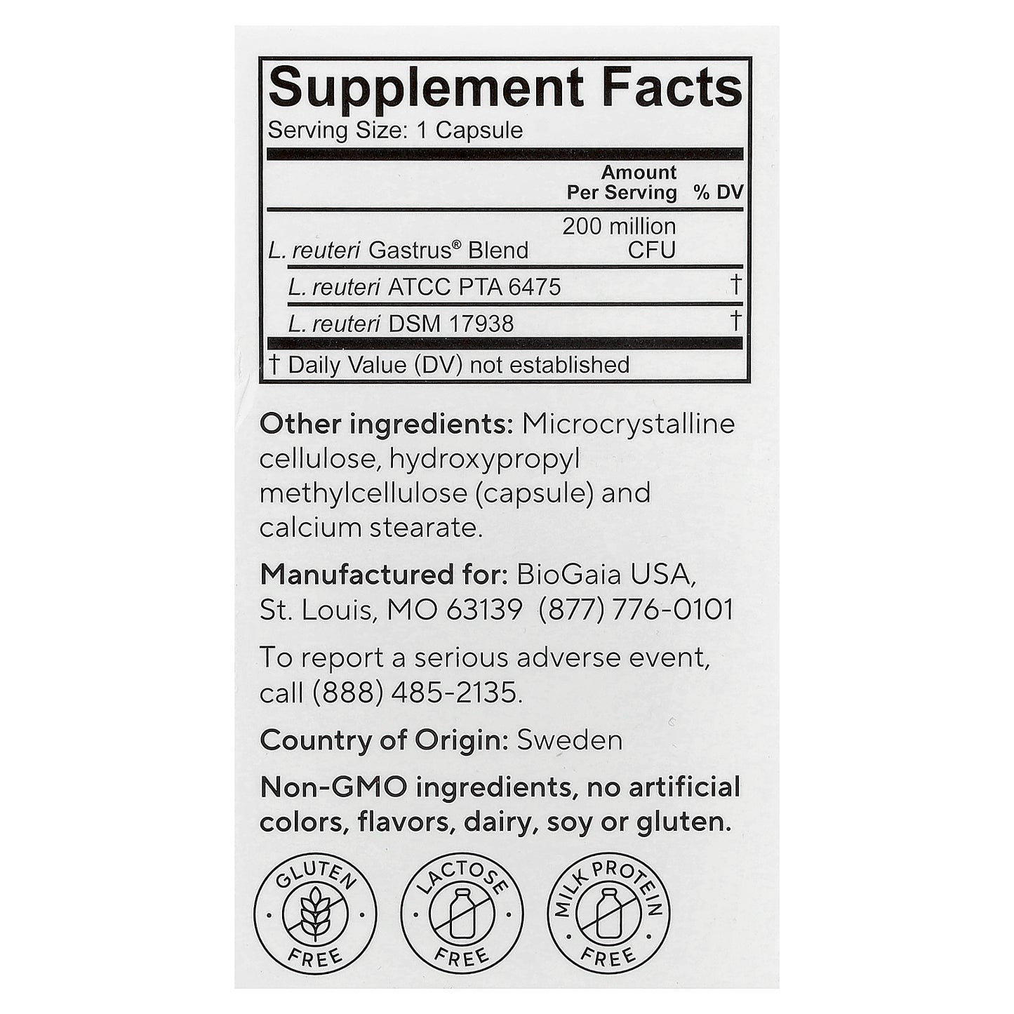 BioGaia, Gastrus® Probiotic Capsules, 60 Pure Action Capsules