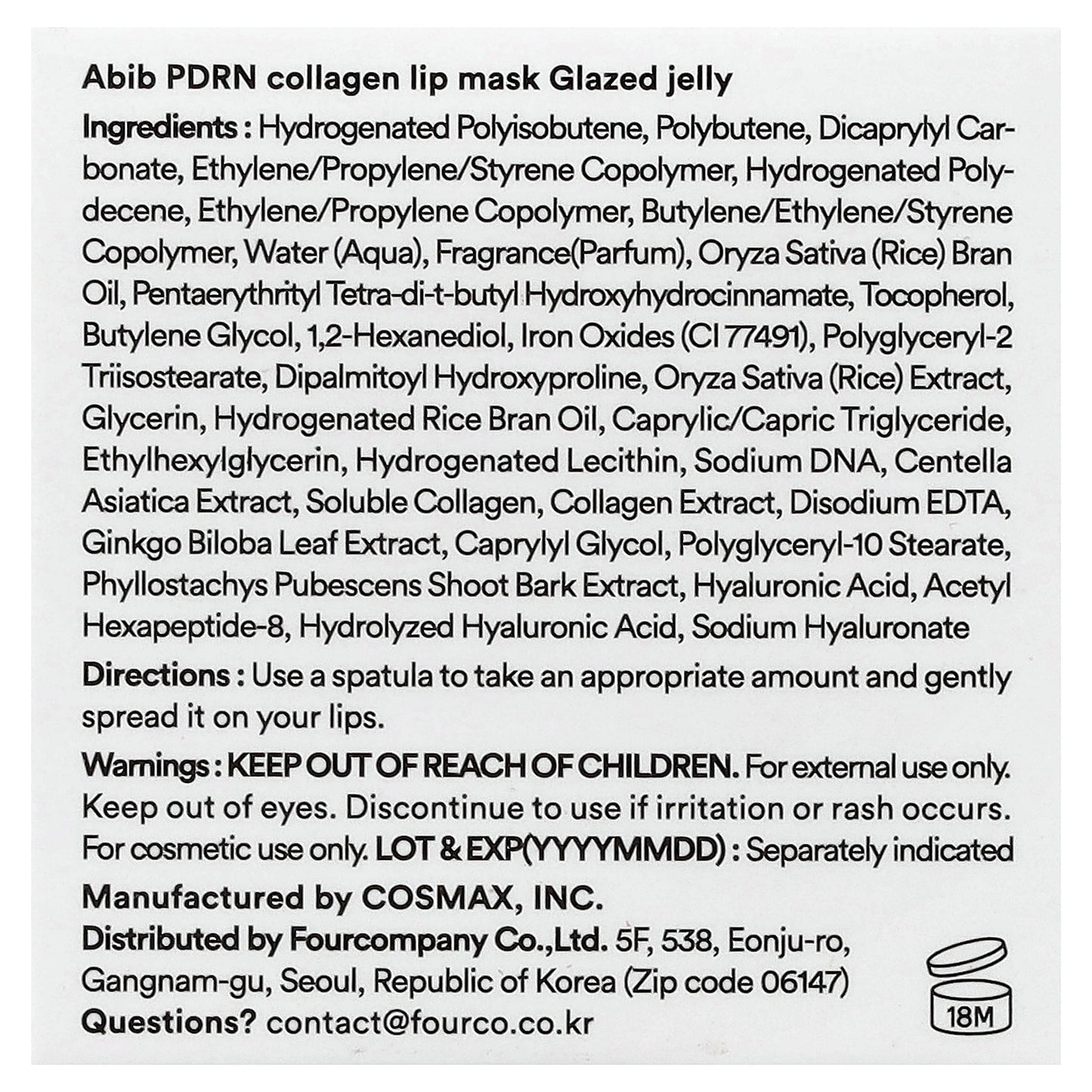 Abib, PDRN Collagen Lip Mask, Glazed Jelly, 0.38 oz (11 g)