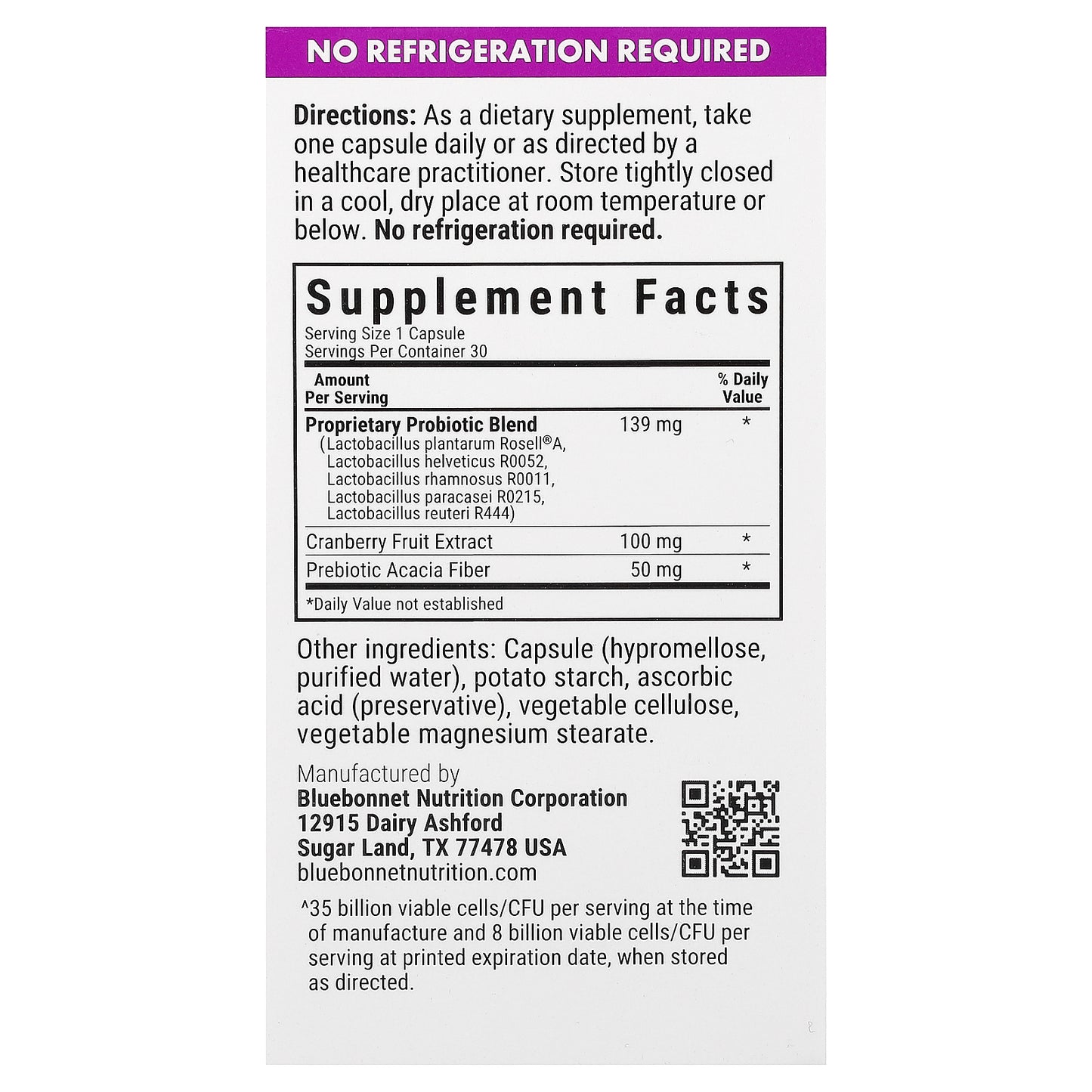 Bluebonnet Nutrition, Women's Probiotic, 30 Vegetable Capsule