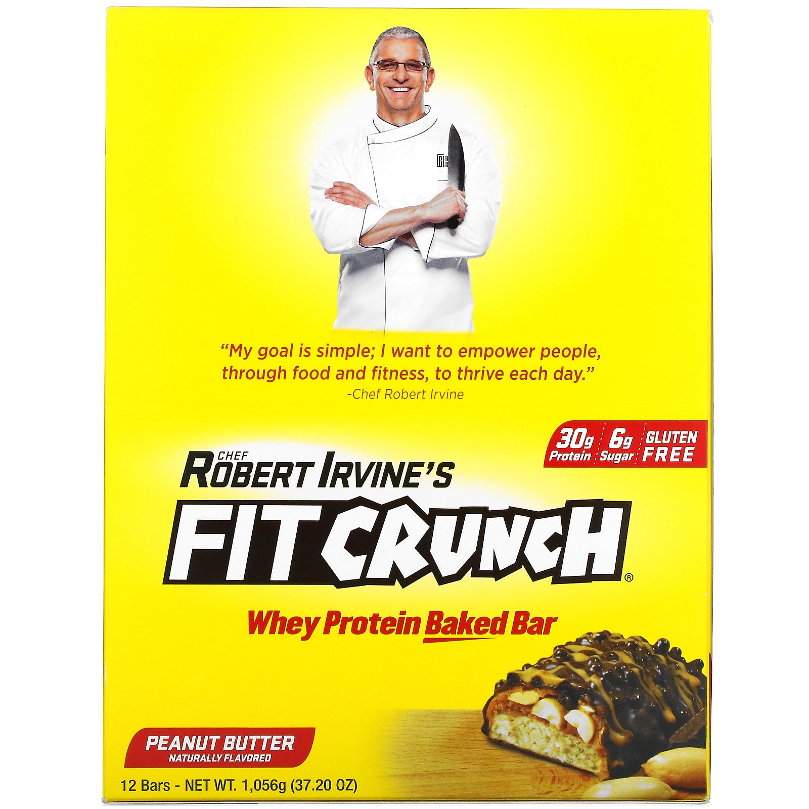 FITCRUNCH, Whey Protein Baked Bar, Peanut Butter, 12 Bars, (3.10 oz) 88 g Each