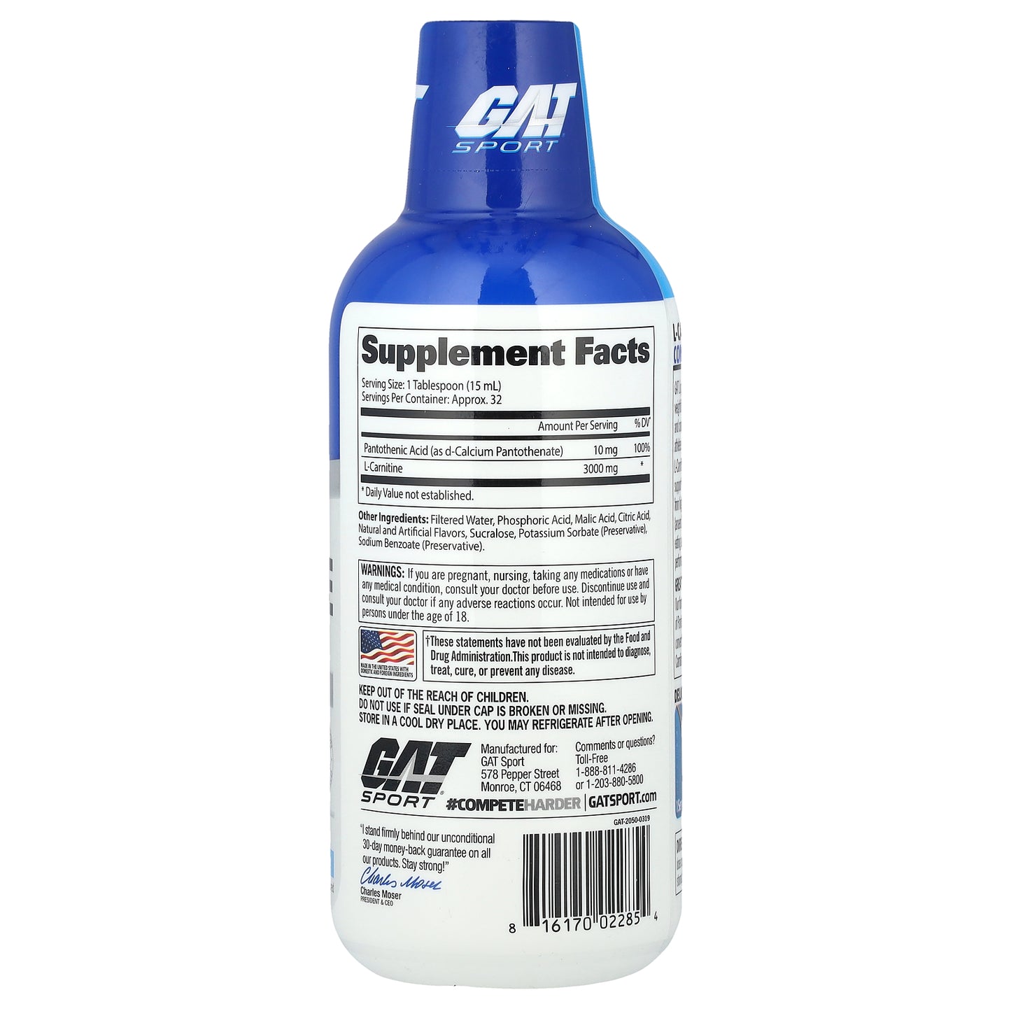 GAT, Sport, L-Carnitine, Blue Raspberry, 16 oz (473 ml)