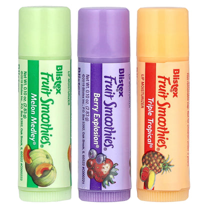 Blistex, Lip Moisturizer, Fruit Smoothies, 3 Sticks, 0.10 oz (2.83 g) Each