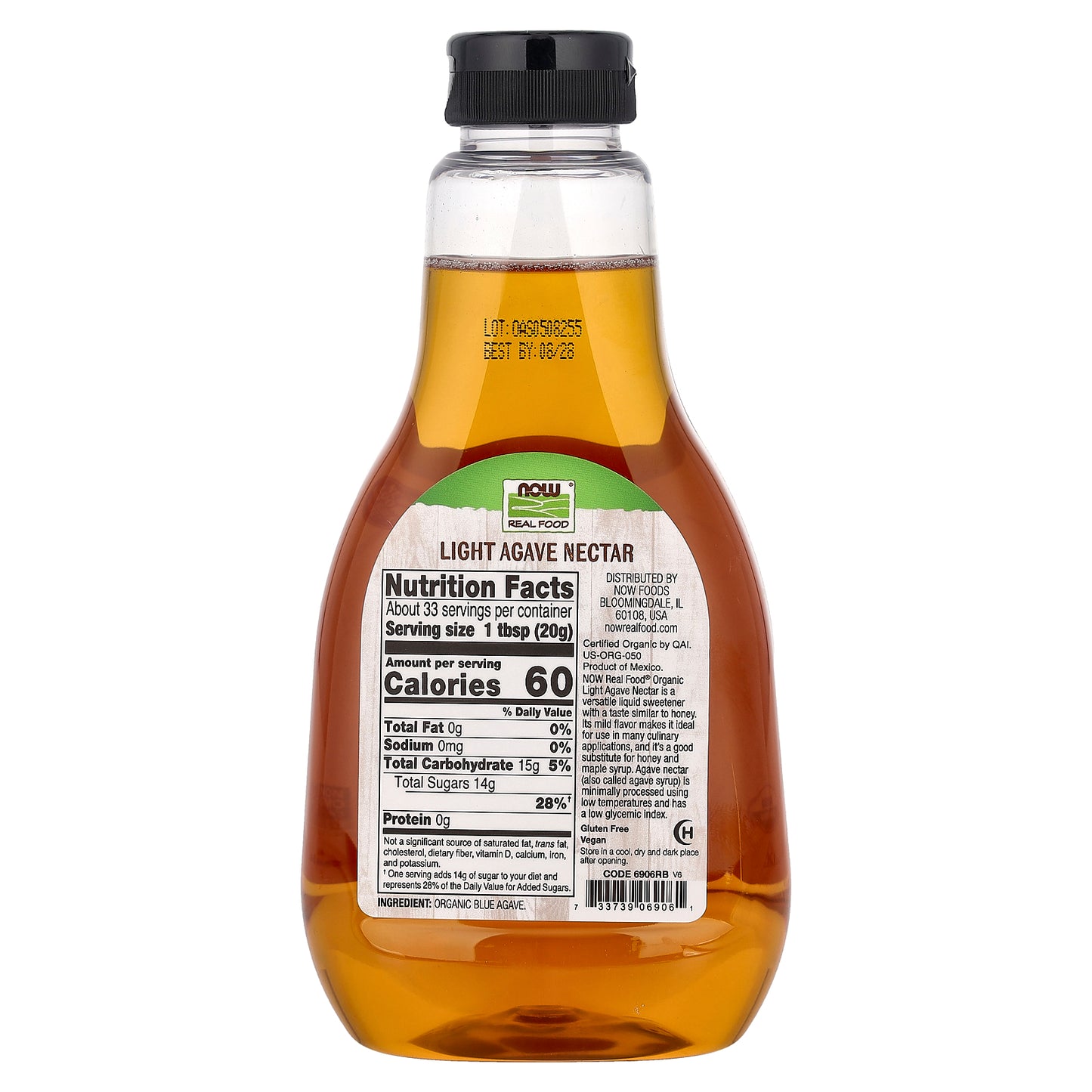 NOW Foods, Real Food, Organic Agave Nectar, Light, 23.28 oz (660 g)