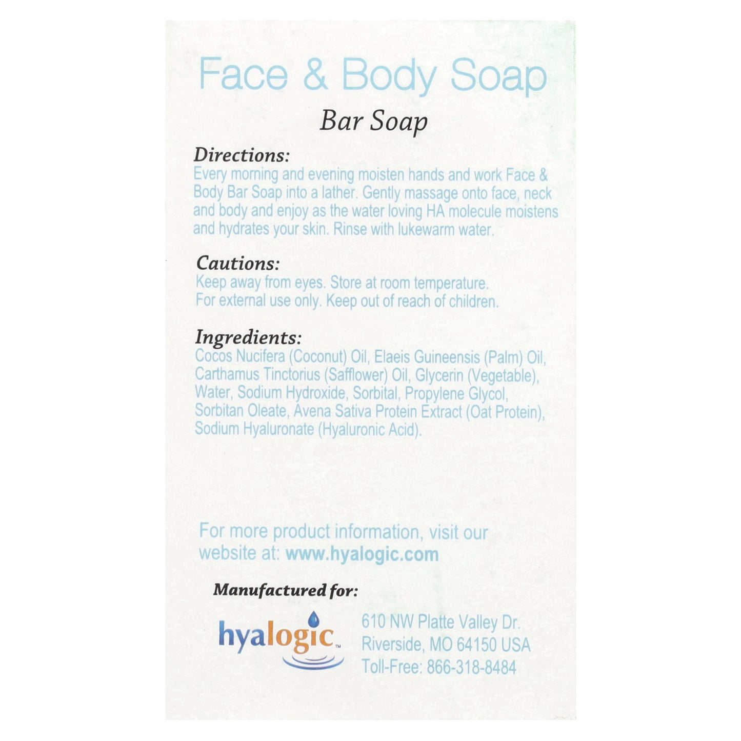 Hyalogic, Face & Body Bar Soap With Hyaluronic Acid, 4 oz (113.4 g)