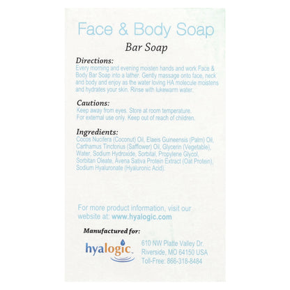 Hyalogic, Face & Body Bar Soap With Hyaluronic Acid, 4 oz (113.4 g)