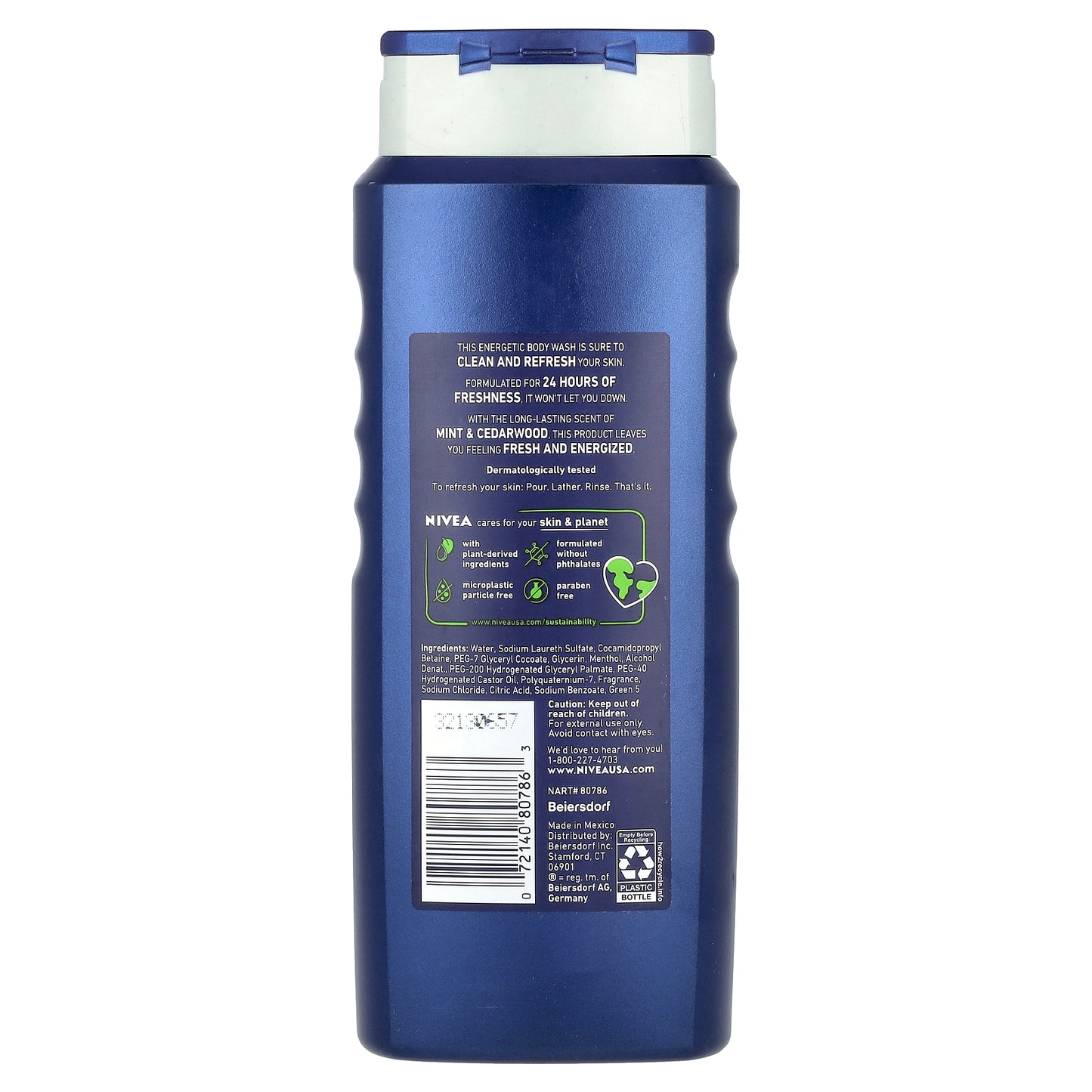 Nivea, Men, Energy Body Wash, Mint & Cedarwood, 16.9 fl oz (500 ml)