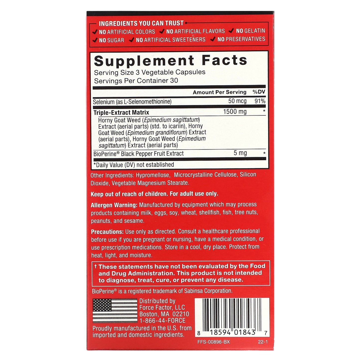 Force Factor, Fundamentals, Horny Goat Weed Max, 90 Vegetable Capsules