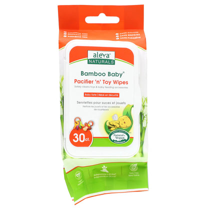 Aleva Naturals, Bamboo Baby, Pacifier 'n' Toy Wipes, 30 Wipes