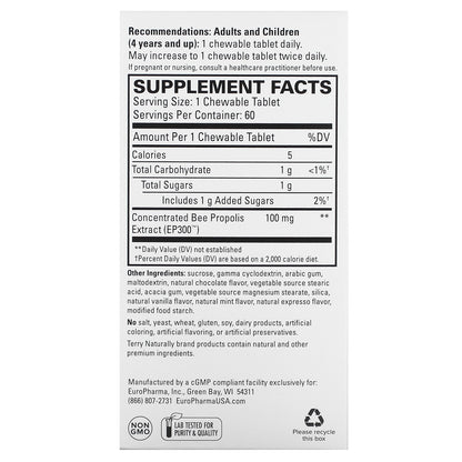 Terry Naturally, Propolis Extract EP 300, 60 Chewable Tablets (100 mg per Tablet)