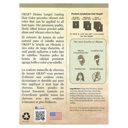 Okay Pure Naturals, Henna, Longer-Lasting Hair Color, Brown, 2 oz (56.7 g)