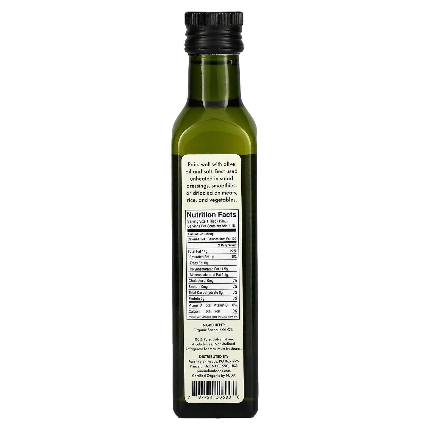 Pure Indian Foods, Organic Cold Pressed Extra-Virgin Sacha Inchi Oil, 250 ml