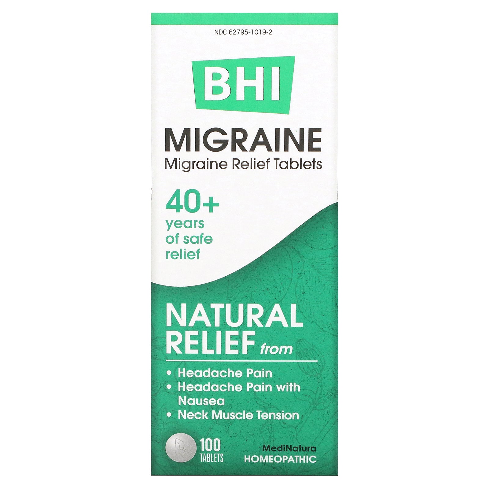 MediNatura, BHI, Migraine Relief, 100 Tablets