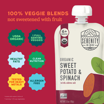 Serenity Kids, Organic Sweet Potato & Spinach with Olive Oil, 6+ Months, 3.5 oz (99 g)