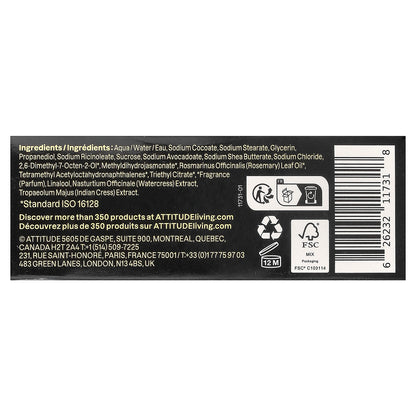 ATTITUDE, Super Leaves™, Body Bar Soap, For Men, Amber & Citrus, 4 oz (113 g)