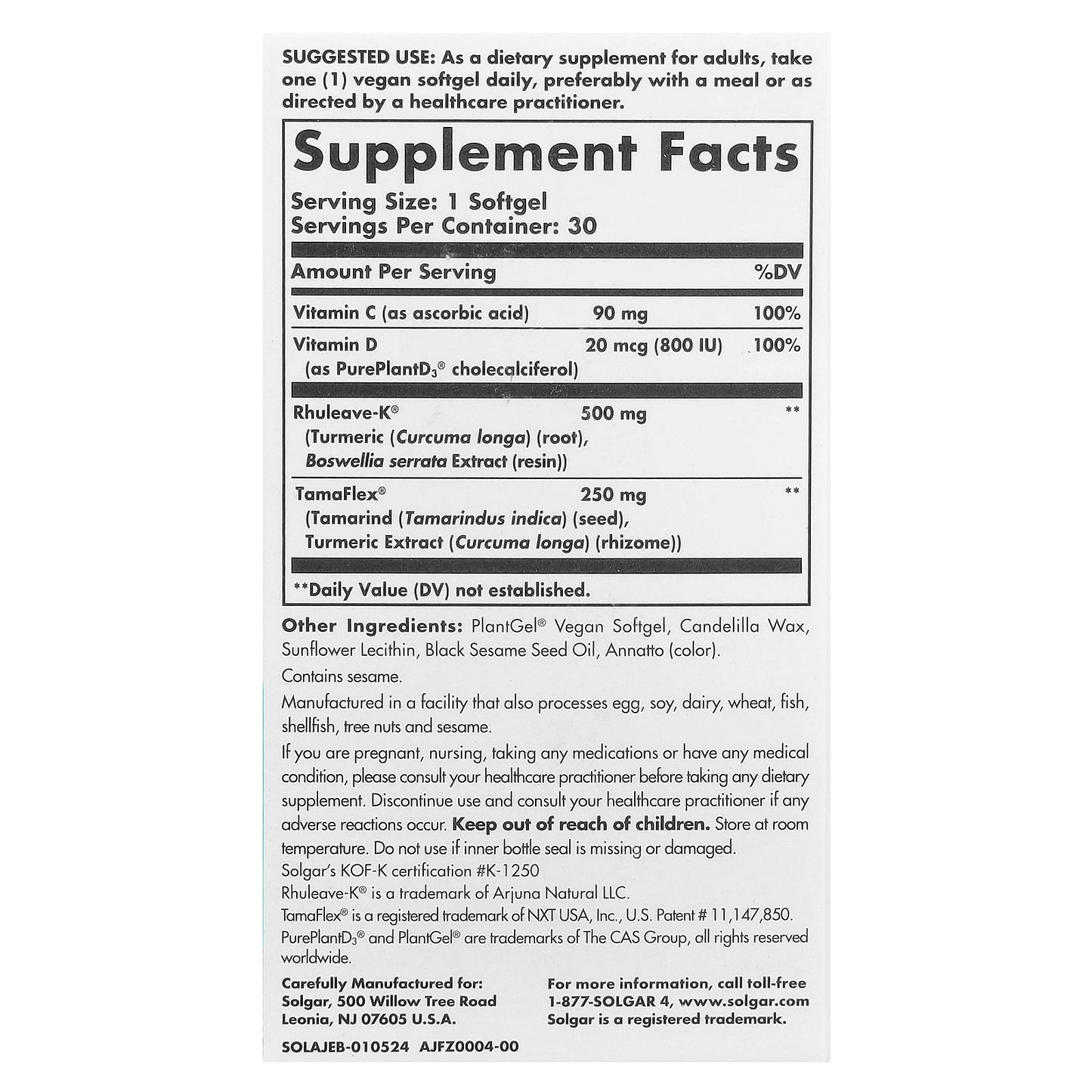 Solgar, Age Defying Nutrition, Joint Ease, 30 Vegan Softgels