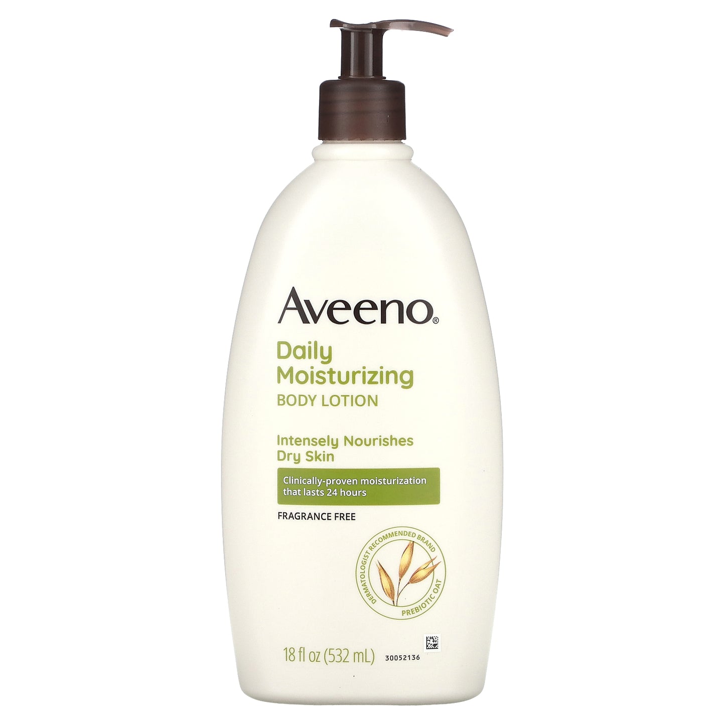 Aveeno, Daily Moisturizing Body Lotion, Fragrance Free, 18 fl oz (532 ml)