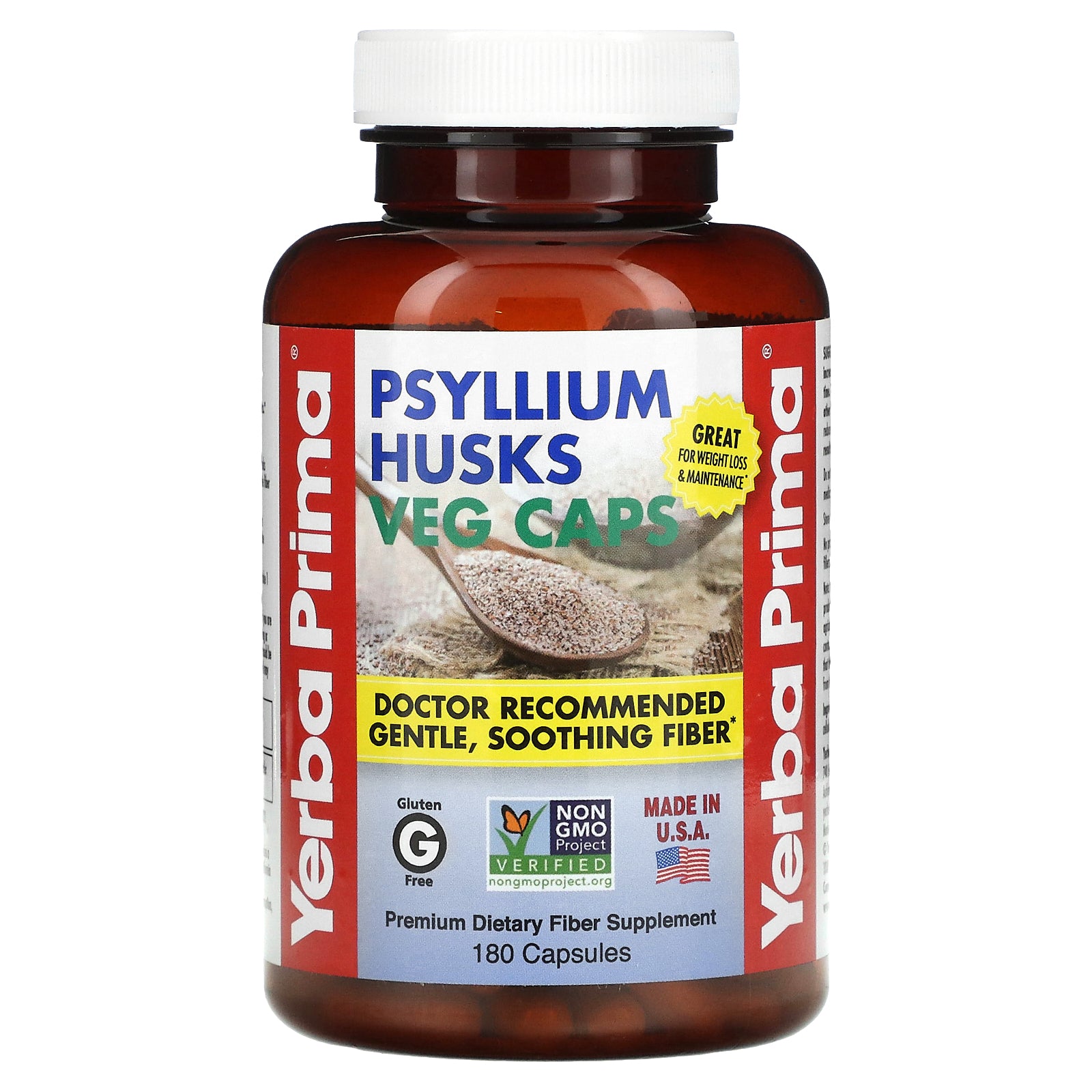 Yerba Prima, Psyllium Husks Veg Caps, 180 Capsules